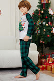 Green Merry Christmas Plaid Print Family Matching Pajamas Set
