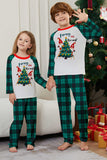 Green Merry Christmas Plaid Print Family Matching Pajamas Set