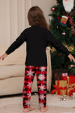 Black Red Reindeer Snowflake Print Christmas Family Matching Pajamas Set