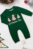 Green Blue Tree Print Long Sleeve Christmas Family Matching Pajamas