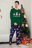 Green Blue Tree Print Long Sleeve Christmas Family Matching Pajamas