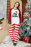 Red and White Stripes Long Sleeve Christmas Family Matching Pajamas Set