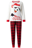 Red Printed Plaid Long Sleeve Christmas Family Matching Pajamas Set