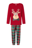 Red Animal Printed Plaid Christmas Family Matching Pajamas Set