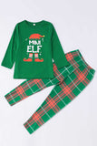 Dark Green Round Neck Christmas Plaid Family Matching Pajamas Set