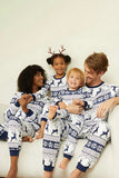 White Navy Printed Long Sleeve Matching Family Pajamas