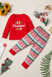 Red Christmas Printed Long Sleeve Matching Family Pajamas