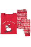 Red Printed Long Sleeve Christmas Family Matching Pajamas