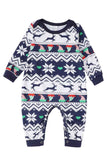 Navy Reindeer Printed Christmas Family Matching Pajamas