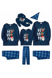 Dark Blue Christmas Printed Christmas Family Matching Pajamas