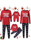 Red Printed Long Sleeve Christmas Family Pajamas Sets