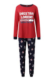Red Printed Long Sleeve Christmas Family Pajamas Sets