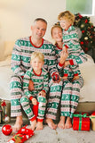 Green Stripes Elk Print Christmas Family Matching Pajamas With Long Sleeves