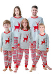 Grey Red Stripes Elk Print Christmas Family Matching Pajamas Set