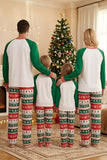2 Piece Green Round Neck Christmas Tree Printed Family Pajama Sets