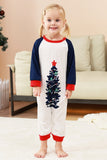 2 Piece Green Round Neck Christmas Tree Printed Family Pajama Sets