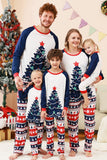 2 Piece Green Round Neck Christmas Tree Printed Family Pajama Sets