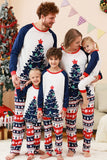 2 Piece Green Round Neck Christmas Tree Printed Family Pajama Sets