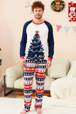 2 Piece Green Round Neck Christmas Tree Printed Family Pajama Sets