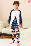 2 Piece Green Round Neck Christmas Tree Printed Family Pajama Sets
