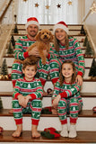 Green Red Fair Isle Pattern Round Neck Long Sleeves Family Pajama Sets