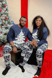 Navy Christmas Printed Long Sleeve Family Matching Pajamas Set
