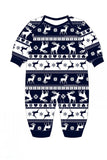 Navy Christmas Printed Long Sleeve Family Matching Pajamas Set