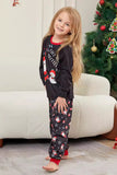 Dark Grey Christmas Printed Long Sleeves Family Matching Pajamas Set