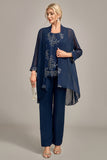 Navy 3 Piece Embroidered Choir Pant Suits
