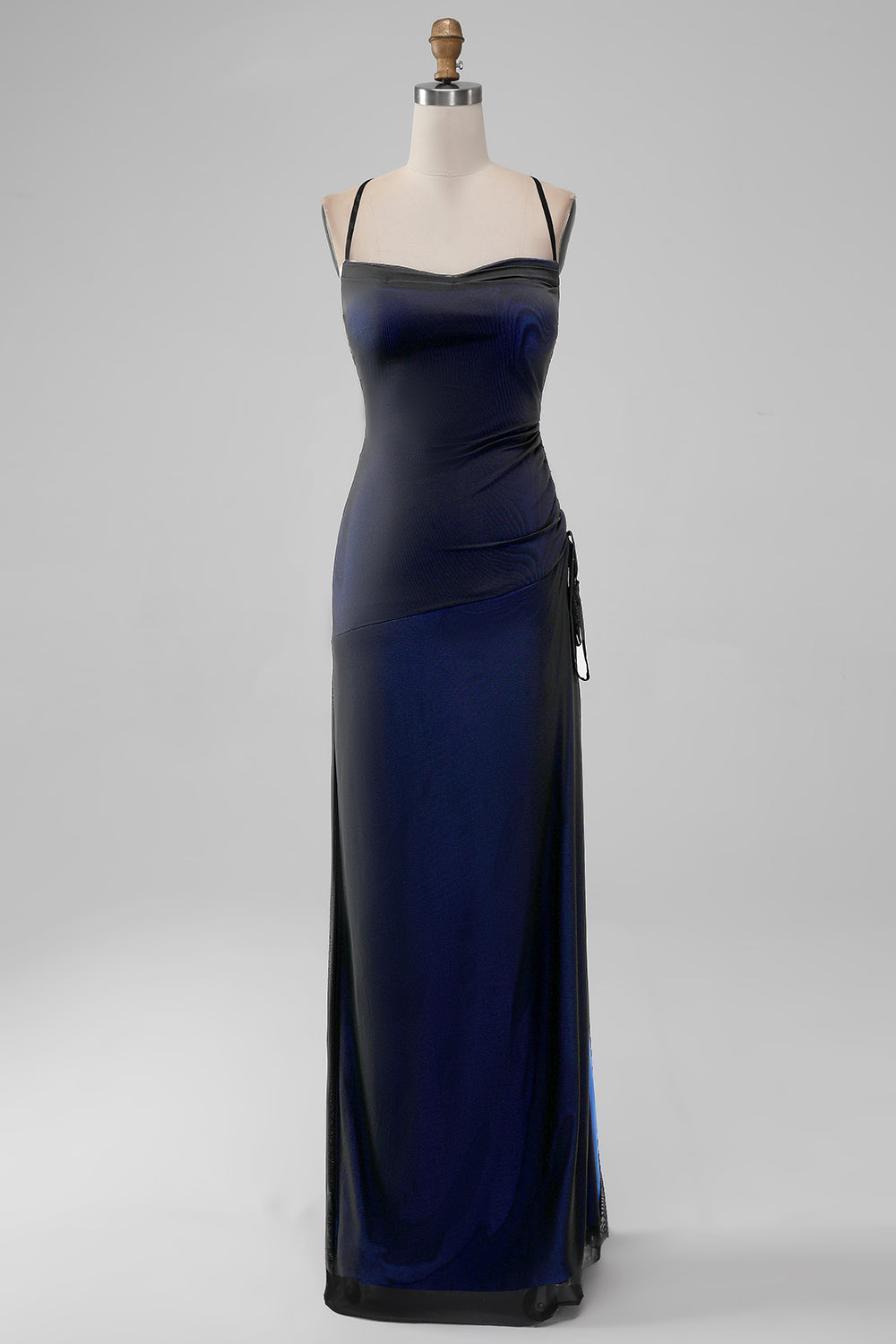ZAPAKA Women Simple Black Blue Mermaid Long Bridesmaid Dress with Slit Spaghetti Straps Tulle Long Wedding Guest Dress ZAPAKA UK ZAPAKA Women Simple Black Blue Mermaid Long Bridesmaid Dress with Slit Spaghetti Straps Tulle Long Wedding Guest Dress ZAPAKA UK