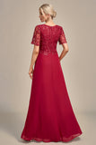 Burgundy A Line Round Neck Long Choir Dress With Sequins