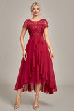 Sparkly Burgundy A-Line Sequin Choir Dress with Ruffles