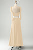 Load image into Gallery viewer, Olive A Line Spaghetti Straps Floor Length Wedding Guest Dress with Slit