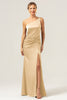 Load image into Gallery viewer, Olive Mermaid One Shoulder Backless Satin Long Bridesmaid Dress