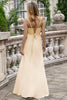 Load image into Gallery viewer, A Line Spaghetti Straps Matcha Long Bridesmaid Dress with Lace Up Back