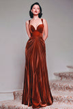 Black A-Line Velvet Long Evening Dress
