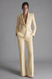 2 Piece Pink Peak Lapel Single Breasted Women's Work Suits
