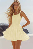 White A Line Pleated Short Graduation Dress