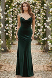 Mermaid Velvet Black Spaghetti Straps Long Holiday Dress