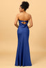 Load image into Gallery viewer, Grey Blue Satin Mermaid Bridesmaid Dress