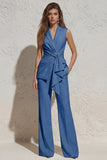 White Notched Lapel Ruched Slim Fit Women's Work Suit
