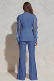 White Notched Lapel Ruffled Slim Fit Women Suit