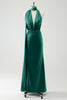 Load image into Gallery viewer, Peacock Sheath Halter Backless Bridesmaid Dress with Slit