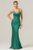 Load image into Gallery viewer, Mermaid Spaghetti Straps Hollow Out Twist Front Purple Bridesmaid Dress