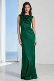 Coffee Bateau Neck Sheath Long Bridesmaid Dress