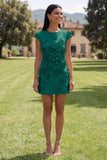 Yellow Round Neck Bodycon Homecoming Dress with 3D Flowers