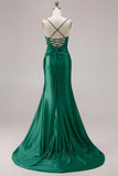Fuchsia Mermaid Cut Out Pleated Satin Bowed Long Prom Dress with Slit