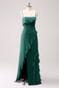 Load image into Gallery viewer, Tahiti Spaghetti Straps Chiffon Long Bridesmaid Dress with Ruffles