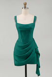 Ivory Corset Square Neck Ruched Bodycon Mini Graduation Dress with Ruffles