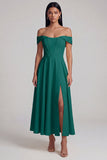 A-Line Off the Shoulder Yellow Corset Maxi Dress with Slit
